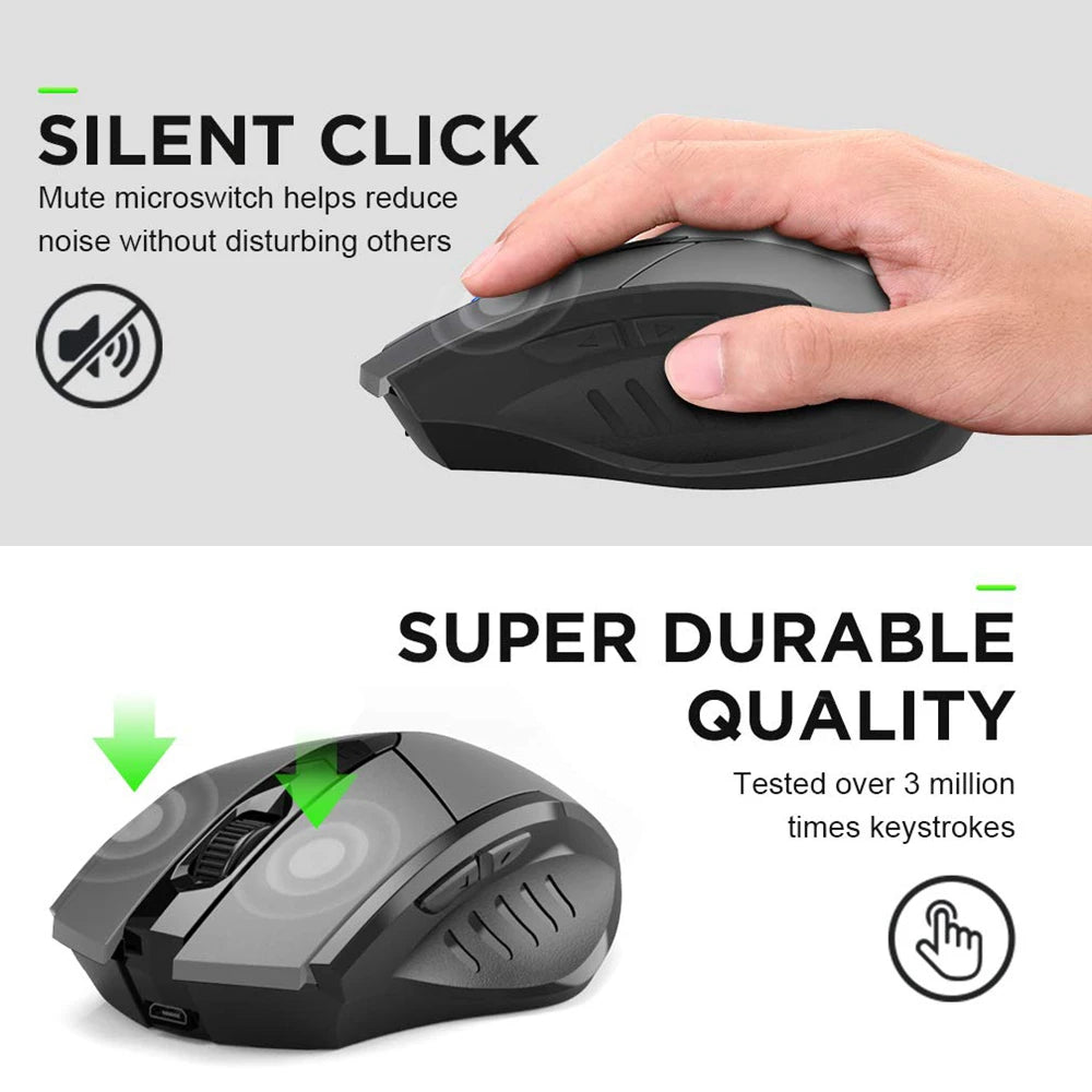 Inphic Rechargeable Wireless Mouse Ergonomic Bluetooth 5.0 2.4G Mice Office Mute Mouse For MacBook Tablet Laptops Computer PC