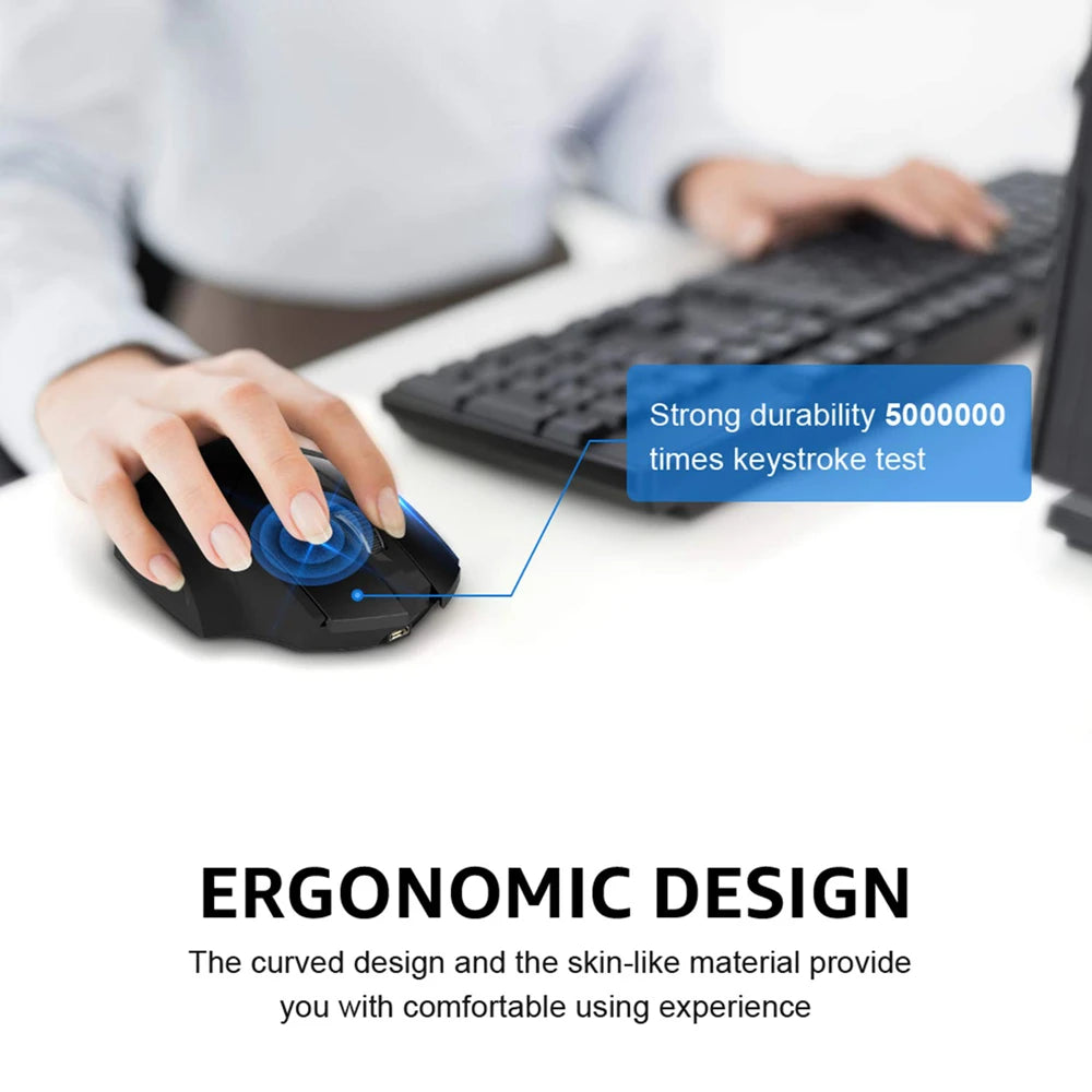 Inphic Rechargeable Wireless Mouse Ergonomic Bluetooth 5.0 2.4G Mice Office Mute Mouse For MacBook Tablet Laptops Computer PC