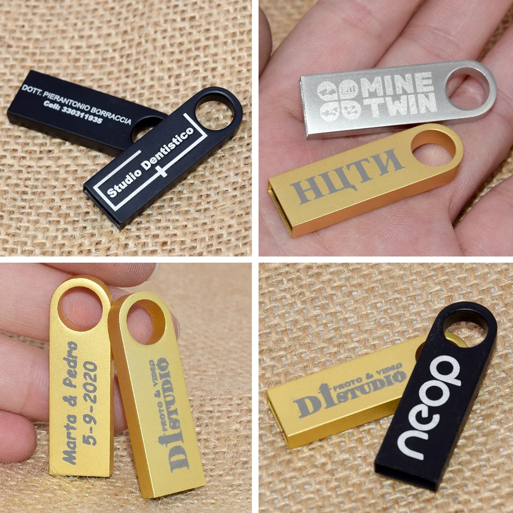 10pcs/lot custom logo Usb Flash Drive 4gb 8gb 16gb pendrive 32gb Memory Stick USB 2.0 Flash usb Stick Metal customized pen drive