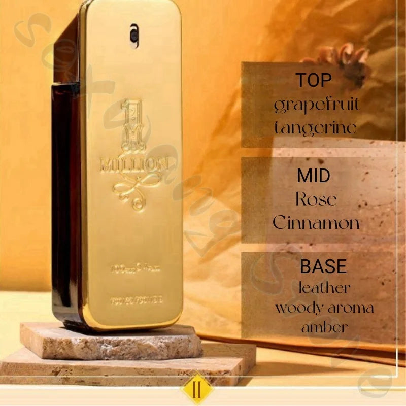 Golden Millionaire Men's Perfume 100ml Enhances Charm and Long-lasting Fragrance Natural Fresh Woody Leather Fragrance