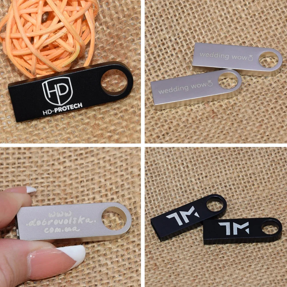 10pcs/lot custom logo Usb Flash Drive 4gb 8gb 16gb pendrive 32gb Memory Stick USB 2.0 Flash usb Stick Metal customized pen drive