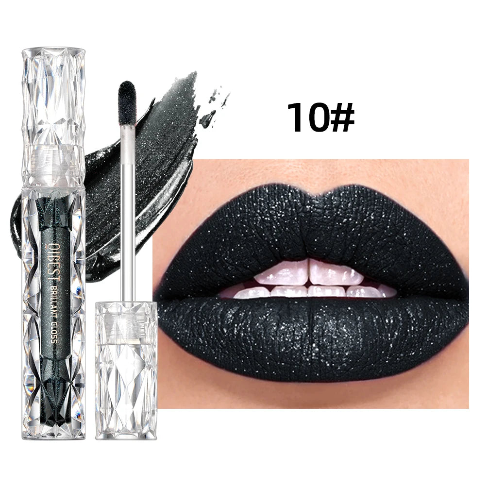 QIBEST Glitter Shimmer Liquid Lipstick High Quality Waterproof Lightweight Lip Gloss Lasting Lip Tint Makeup For Women Lip Stain