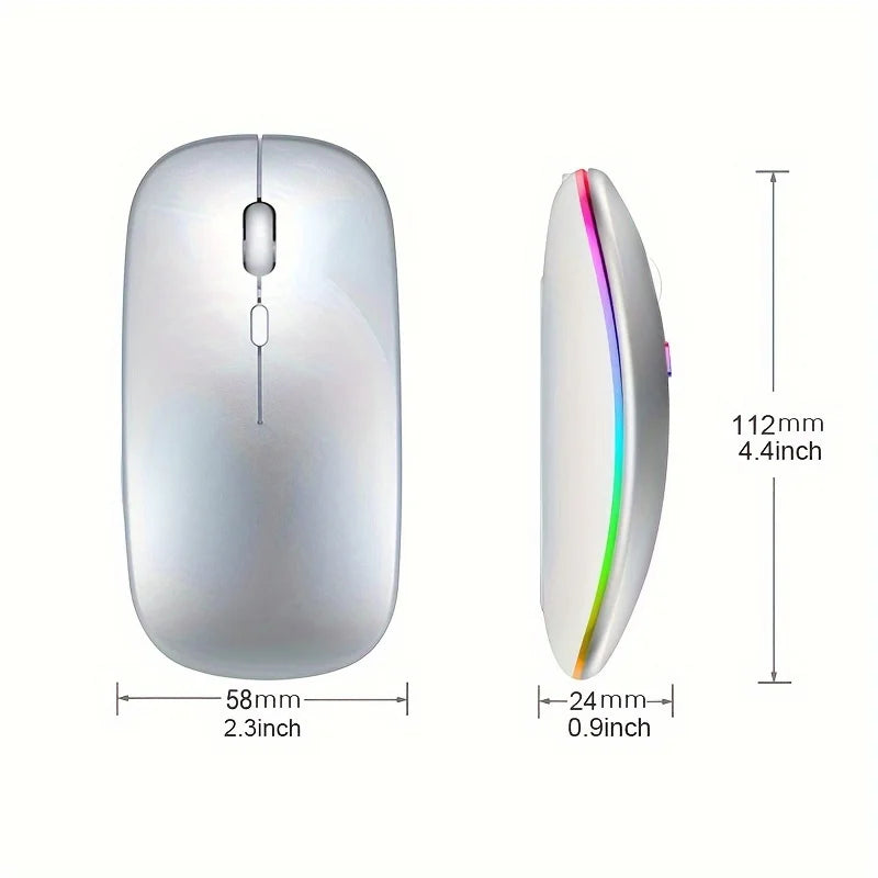 Silent Bluetooth Mouse LED Optical 2.4G USB Wireless Mouse Rechargeable Portable High Precision Gamer Mice For PC Computer Ipad