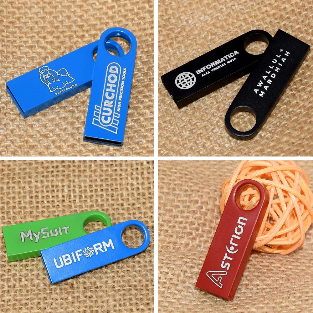 10pcs/lot custom logo Usb Flash Drive 4gb 8gb 16gb pendrive 32gb Memory Stick USB 2.0 Flash usb Stick Metal customized pen drive