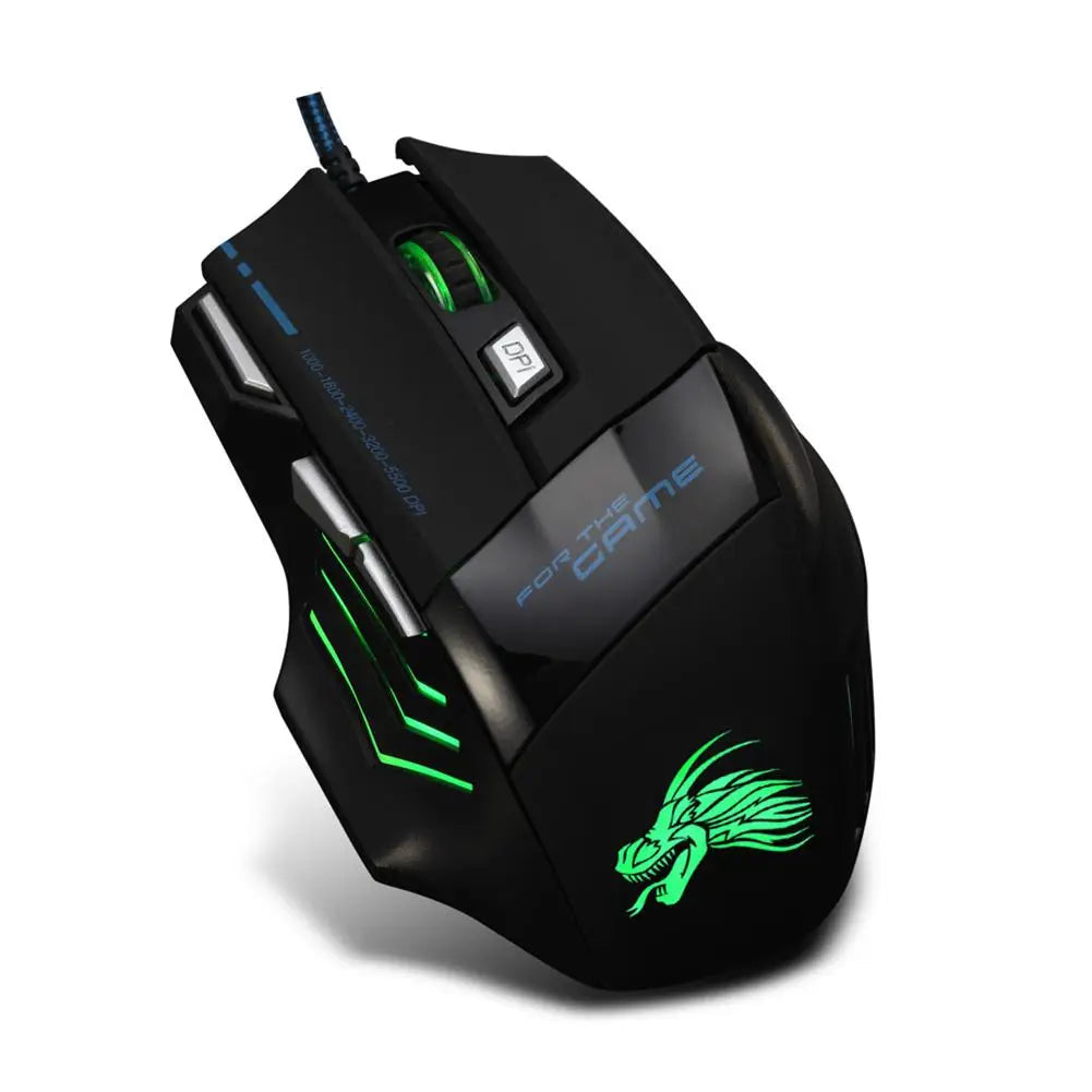 5500 DPI Adjustable Optical PC Gamer Mice Wired Gaming Mouse 7 Button Backlit Laptop Computer Ergonomic Mice Silent