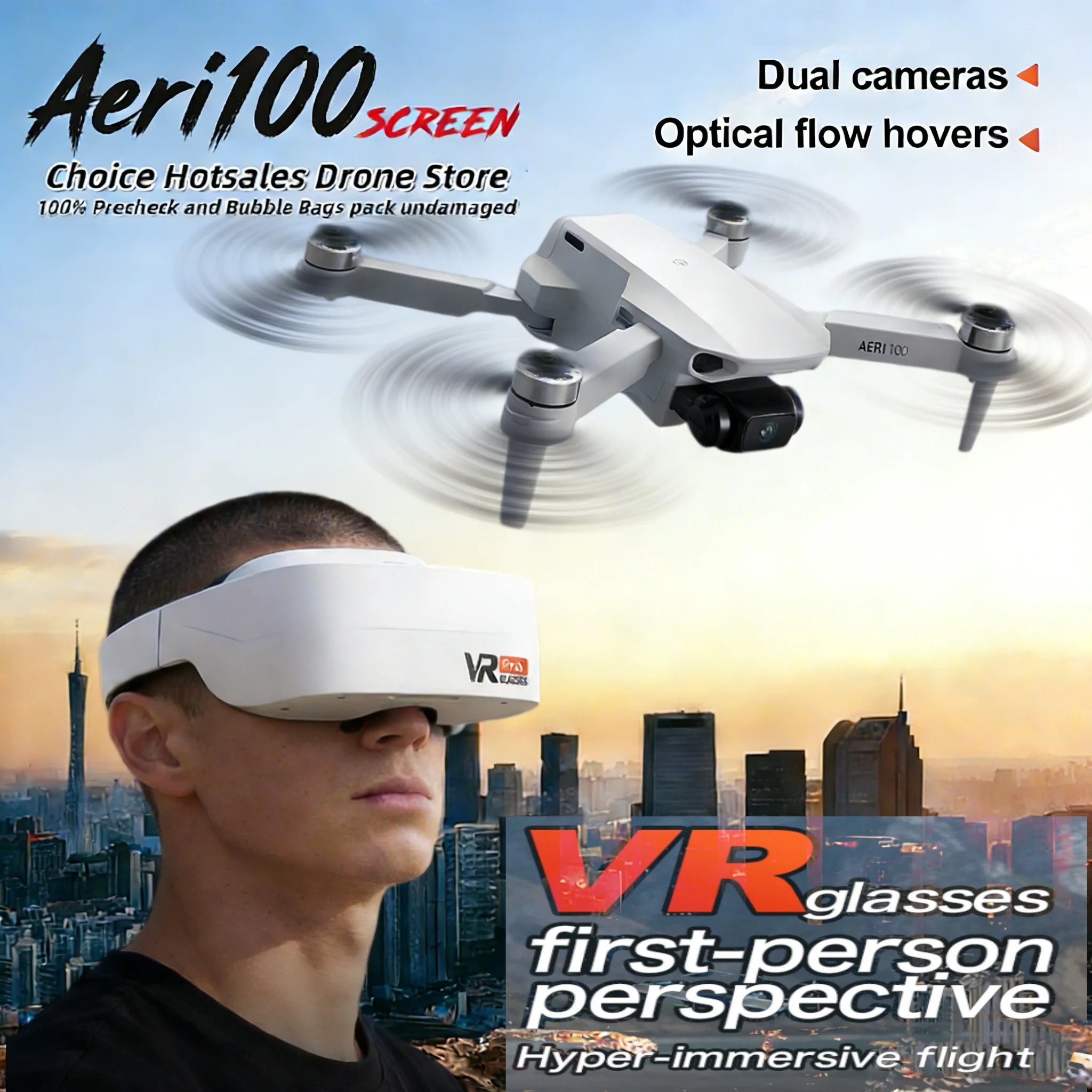 Aeri100 Drone with VR Optical Flow Positioning Brushless Motor HD Aerial Photography Dual Camera Remote Control Aircraft