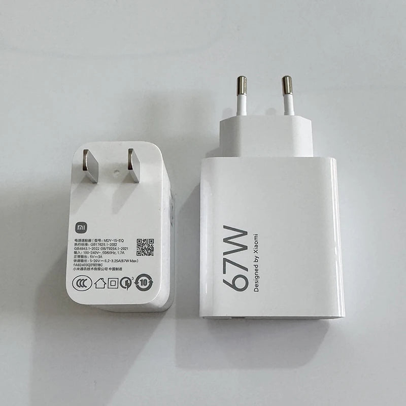 Original Xiaomi 67W Super Fast Charger Turbo Charge EU Power Adapter For Xiaomi Mi 15T 13 12 11 Ultra Redmi Note 15 Pro Poco M8