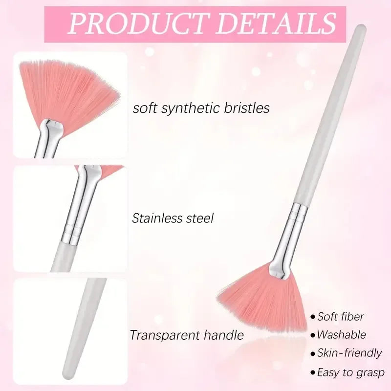 8pcs/set  Facial Brushes Fan Makeup Brushes Soft Portable Mask Brushe Spa Headband Stretchable Hair Wrap Skincare Makeup Tools