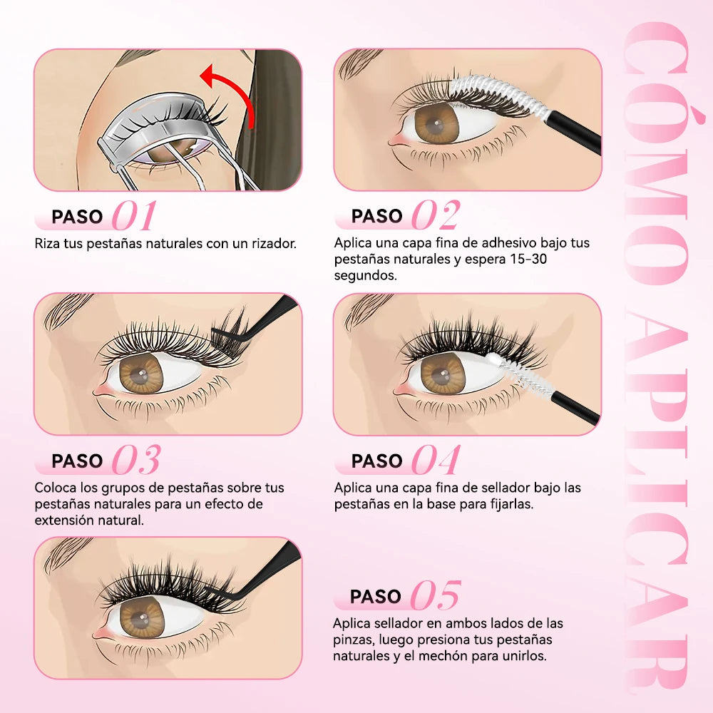 uCoolMe Lashes Venus Super Natural Clusters Kit with Bond and Seal Remover Long-lasting Waterproof Beginner Friendly Makeup Tool
