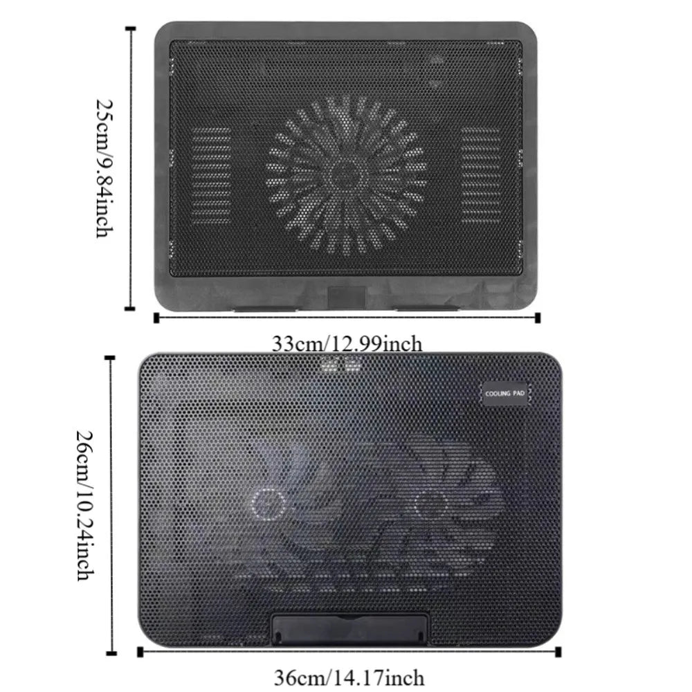Portable Adjustable Laptop Cooling Pad USB Port LED Light Laptop Cooler Fan Metal Mesh Notebook Cooler Study