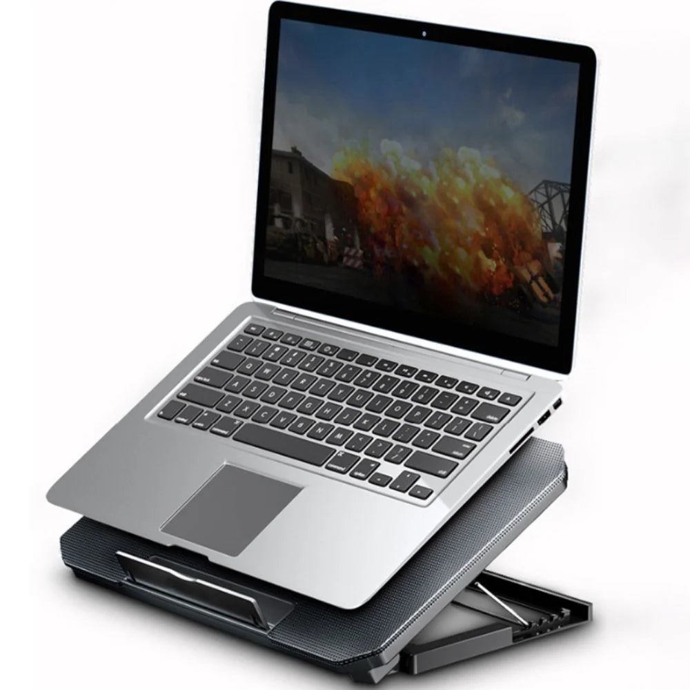 Portable Adjustable Laptop Cooling Pad USB Port LED Light Laptop Cooler Fan Metal Mesh Notebook Cooler Study