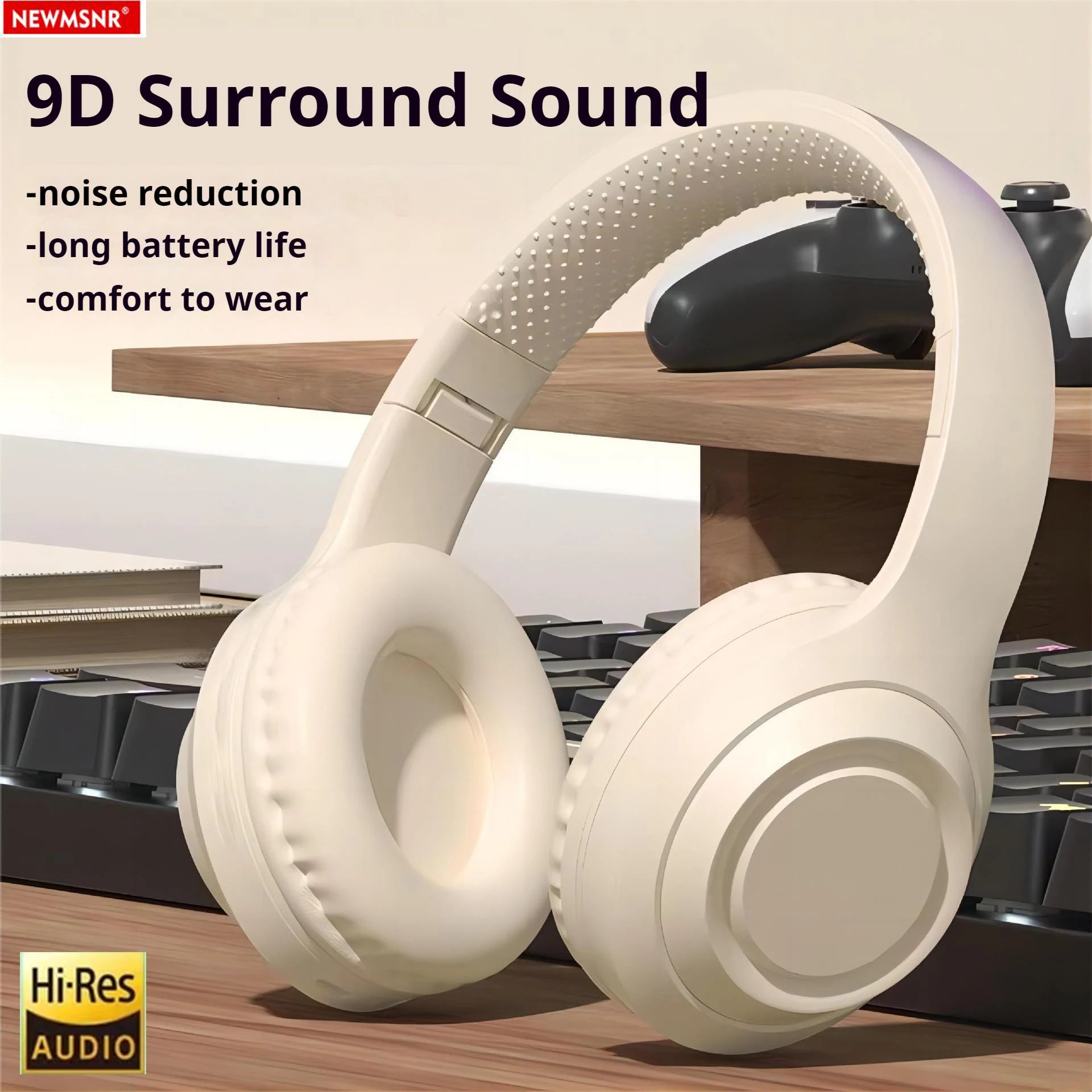 9D Surround Bass Headsets Wireless Bluetooth 5.3 Headphones Over Ear Noise Reduction Sports Gaming Earphone with HD Mic Handfree