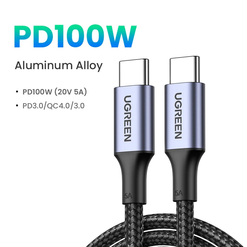 UGREEN 100W USB Type C To USB C Cable For MacBook iPhone17 16 iPad Samsung Xiaomi PD Fast Charging Charger Cord 5A E-Marker Chip