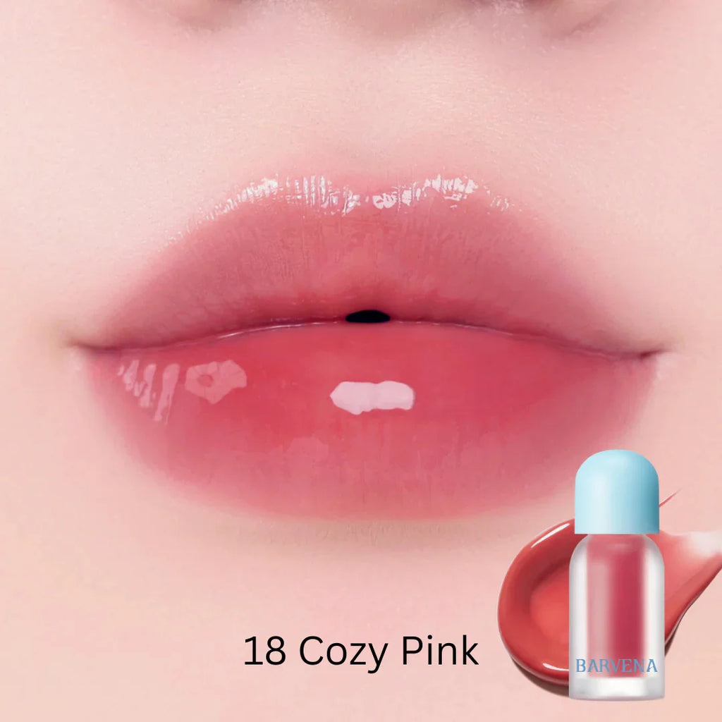 BARVENA Juicy Berry Plumping Lip Gloss Korean Vegan Plant Oil Non-Sticky High Shine Hydrating Lip Care For All Skin Tones