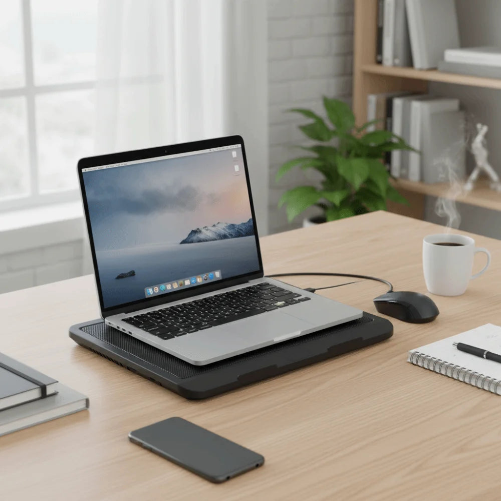Portable Adjustable Laptop Cooling Pad USB Port LED Light Laptop Cooler Fan Metal Mesh Notebook Cooler Study