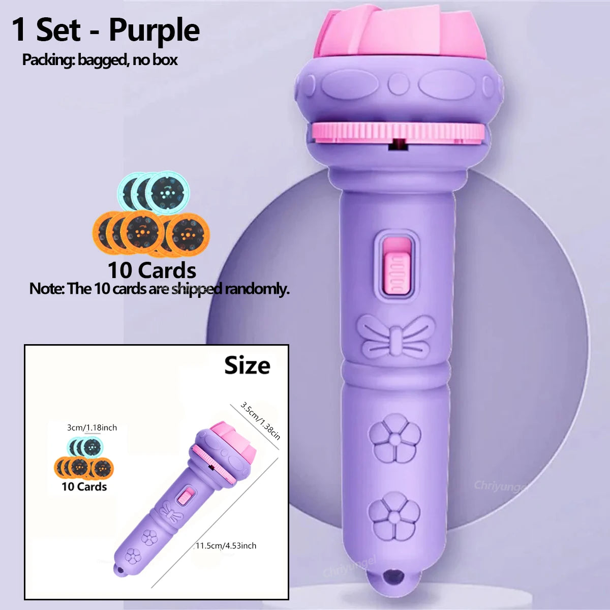 Kids Projector Torch with 10 Slides 80 Patterns Early Learning Toy Night Light Story Machine Gift for Toddler Boys Girls