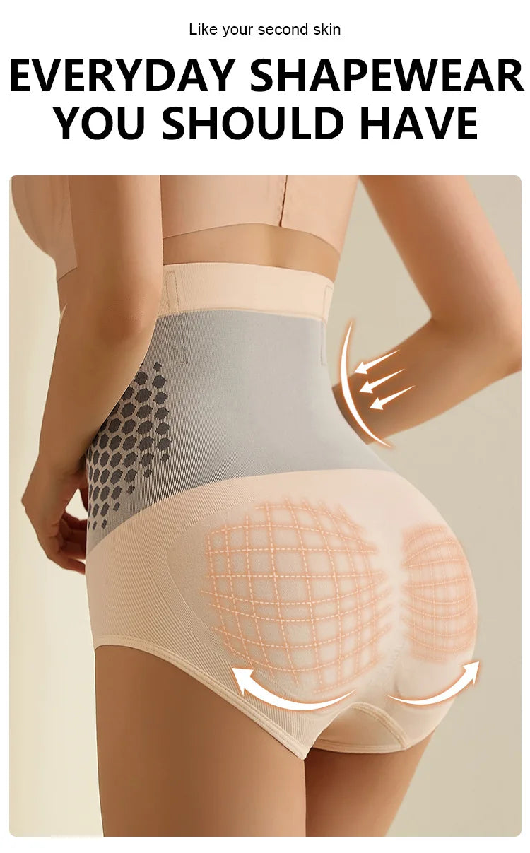 Seamless Women's High Waist Abdomen Control Panties Magnetic Therapy Warm Uterus Underwear Body Shaping Briefs