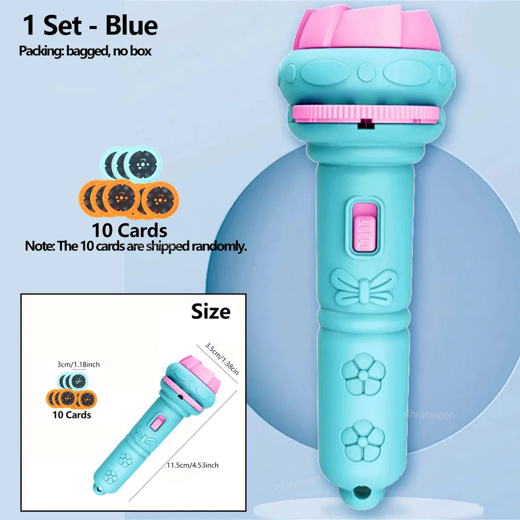 Kids Projector Torch with 10 Slides 80 Patterns Early Learning Toy Night Light Story Machine Gift for Toddler Boys Girls