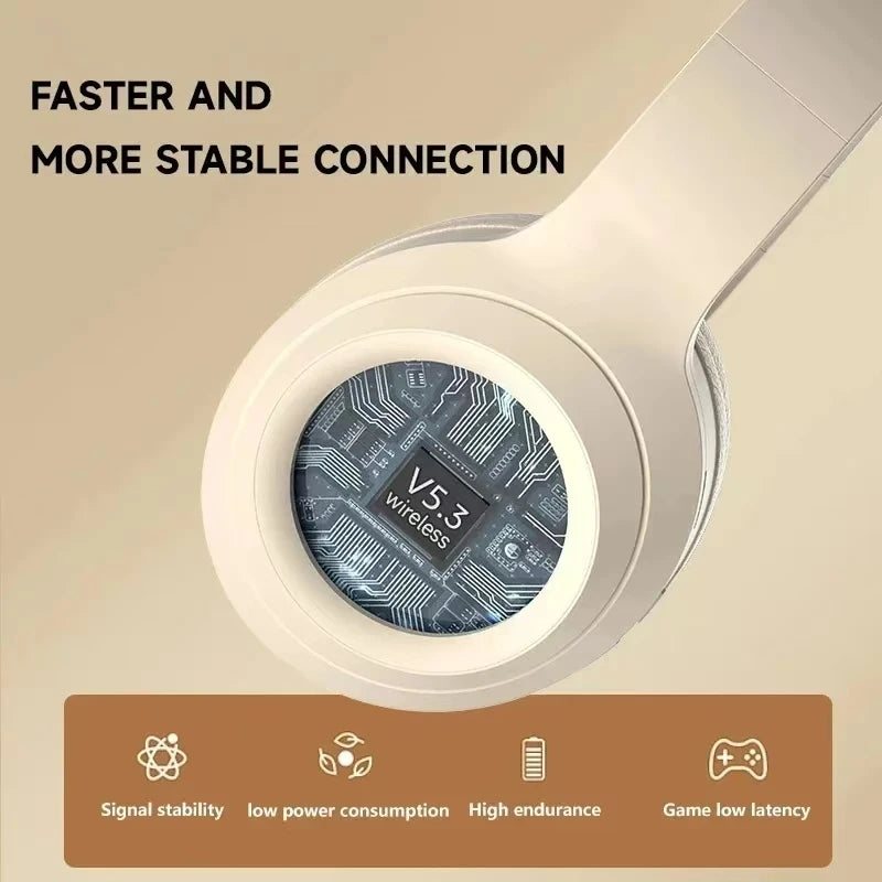 9D Surround Bass Headsets Wireless Bluetooth 5.3 Headphones Over Ear Noise Reduction Sports Gaming Earphone with HD Mic Handfree