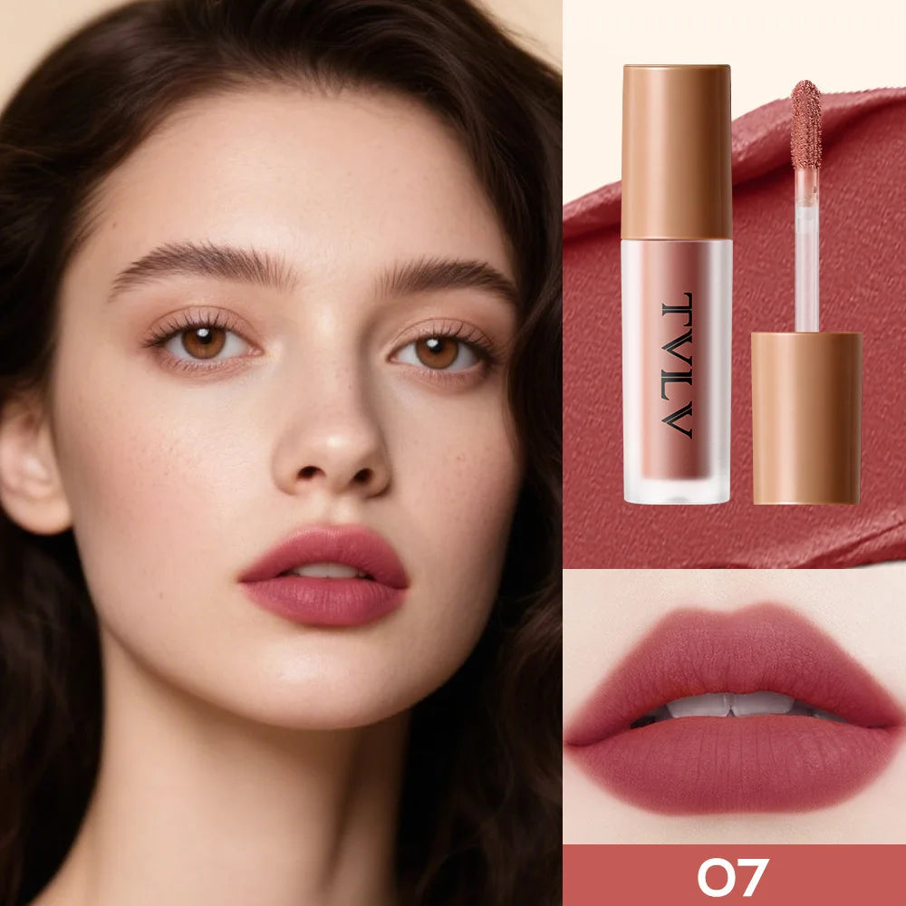 10Pcs Set TVLV  Velvet Air Lip Gloss - Matte Waterproof & Non-Stick Cup Long Lasting Lip Stain, Smudge-Proof Lipstick Set