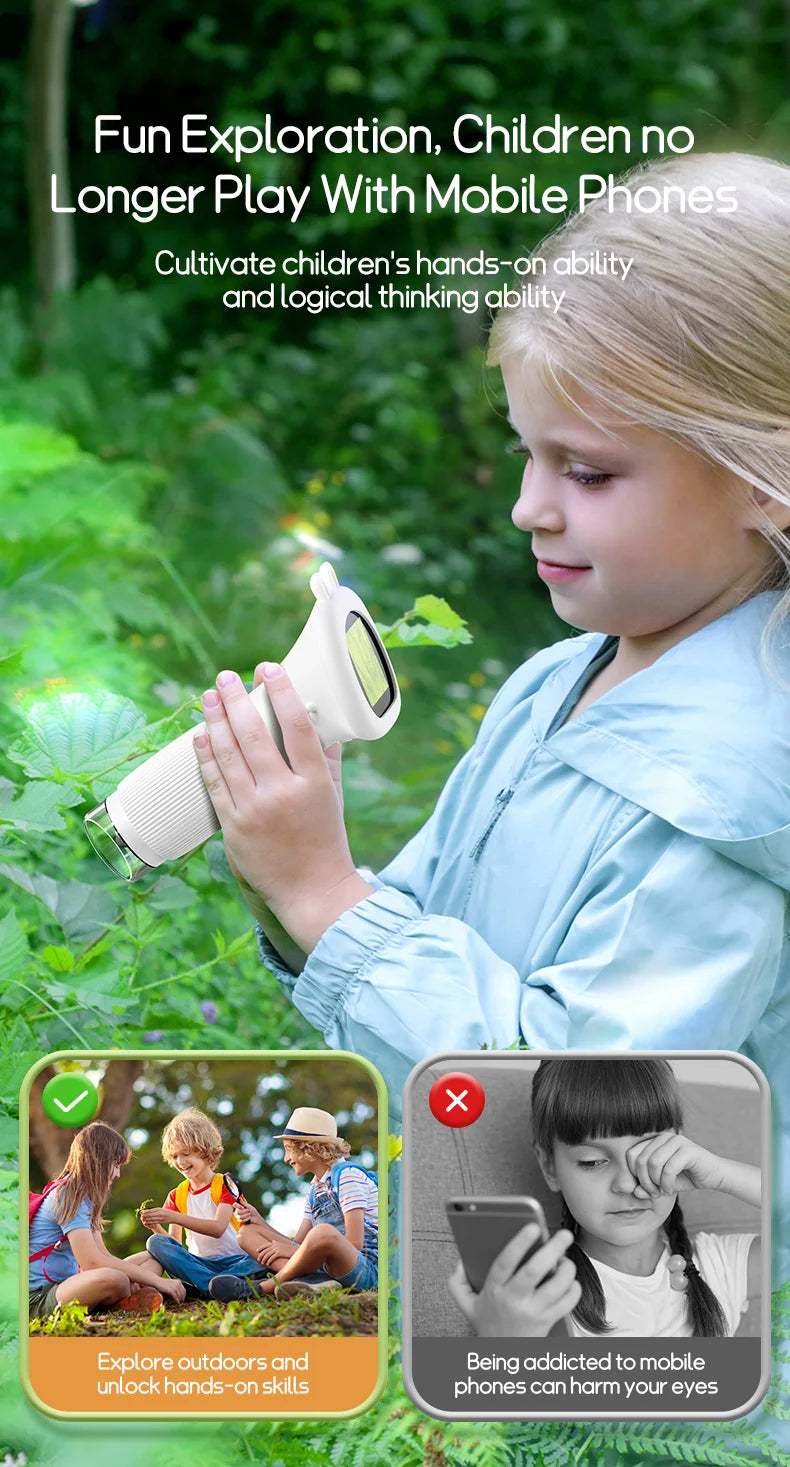 Kids Microscope 1000x Magnifier Microscope 200 Megapixels With LED Photo Video Function Educational Toys Science For Children