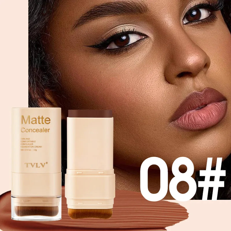 TVLV Multifunctional Concealer Foundation Stick, Long Lasting Waterproof Face Makeup, Rotating Dual Head with Blending Brush