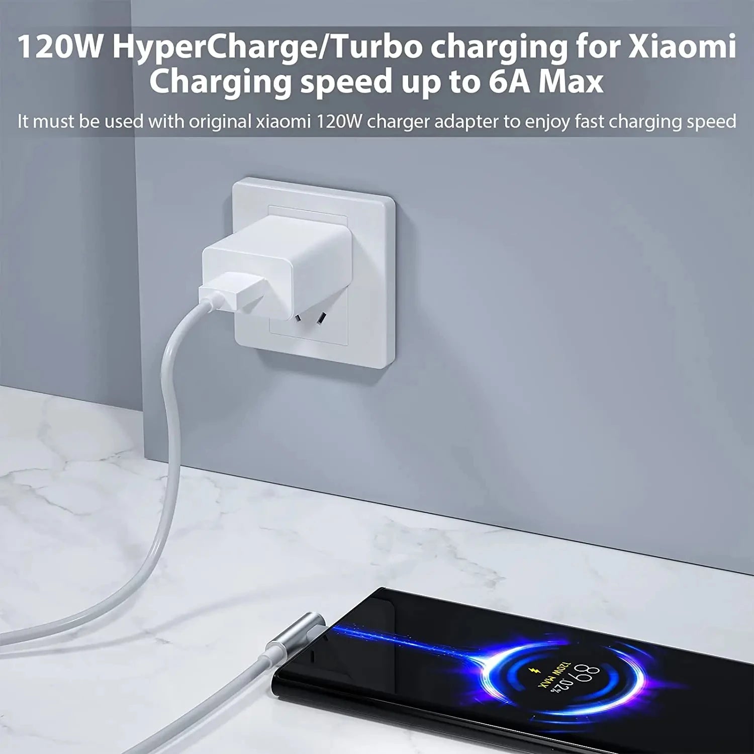 Original 120W For Xiaomi 6A USB Type C Turbo Charge Cable For Mi 14 13 12 Pro Poco F4 GT Redmi Note 13 K60 90 Degree Tipo C Cabo