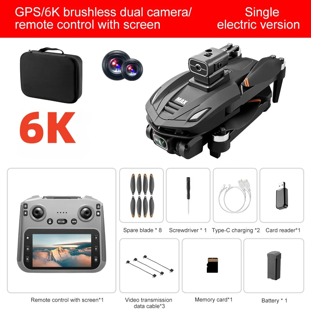 Lenovo V168 MAX GPS 4K Drone Professional Three Camera 8K Wide Angle Optical Localization Four-way Obstacle Avoidance Quadcopter