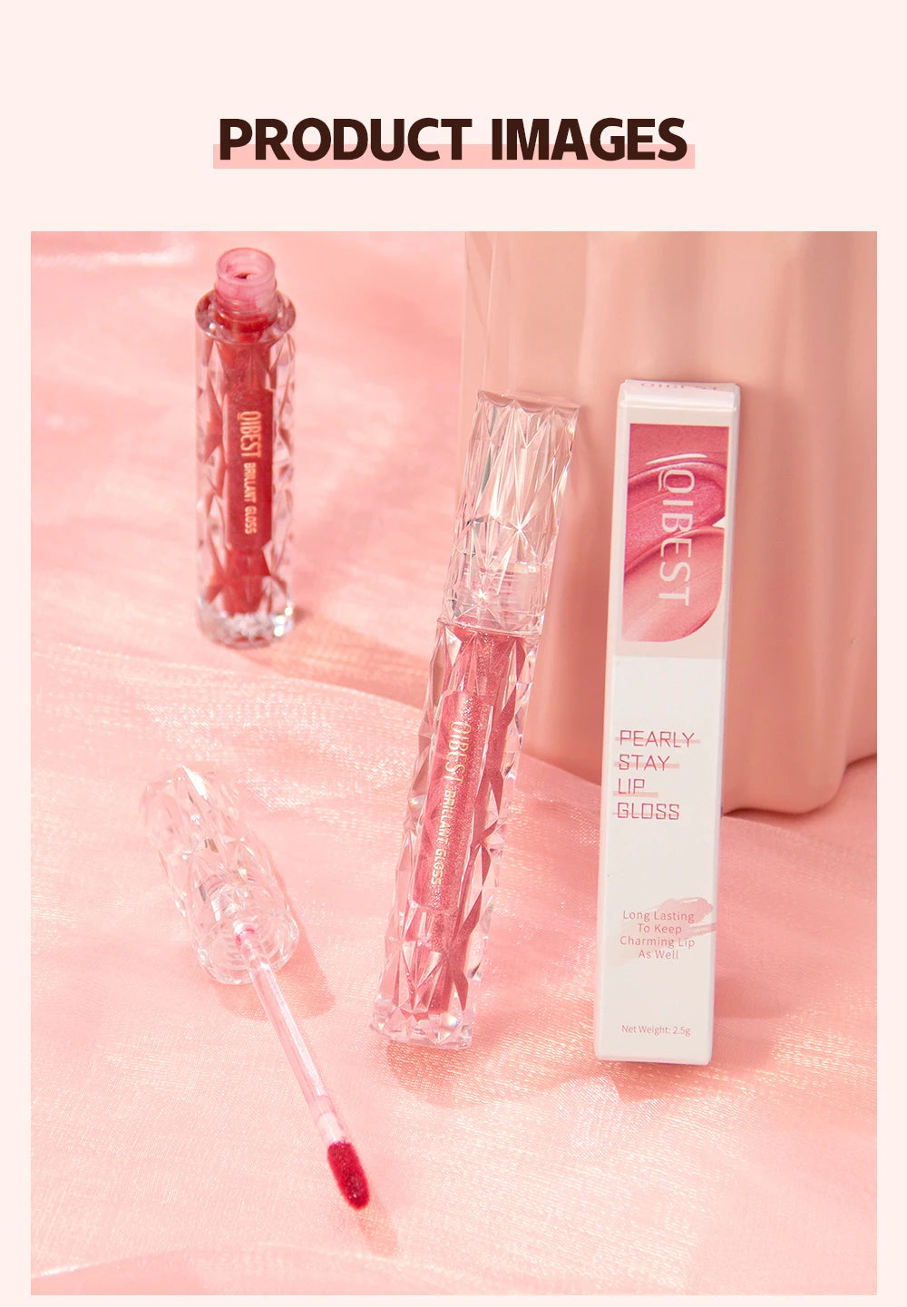 QIBEST Glitter Shimmer Liquid Lipstick High Quality Waterproof Lightweight Lip Gloss Lasting Lip Tint Makeup For Women Lip Stain