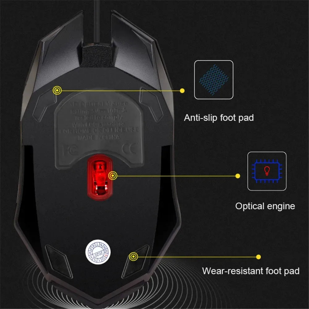 Kebidumei USB Wired Mouse Colorful LED Gaming Mouse 5000 DPI Wired Mice Optical Wired Gamer Mouse For Desktop Laptop PC Computer