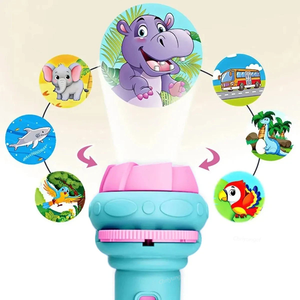 Kids Projector Torch with 10 Slides 80 Patterns Early Learning Toy Night Light Story Machine Gift for Toddler Boys Girls