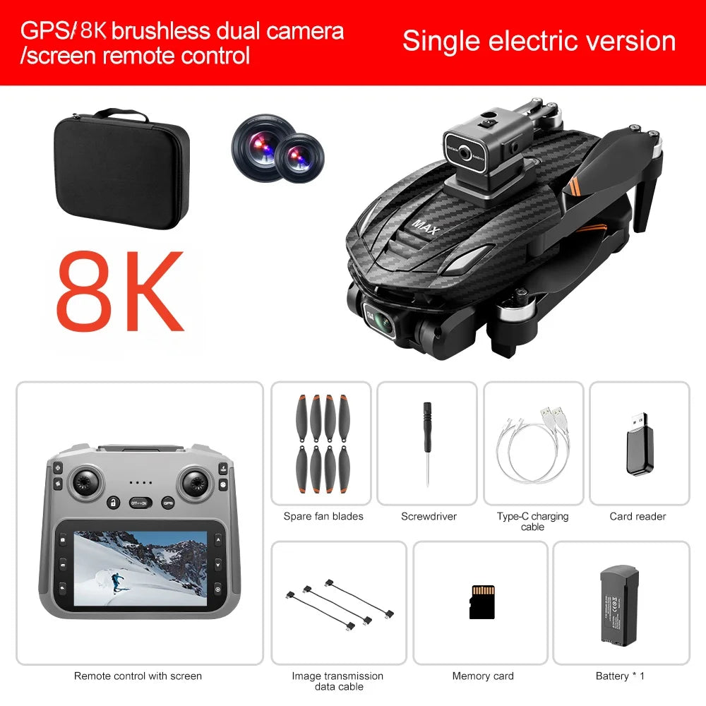 Lenovo V168 MAX GPS 4K Drone Professional Three Camera 8K Wide Angle Optical Localization Four-way Obstacle Avoidance Quadcopter