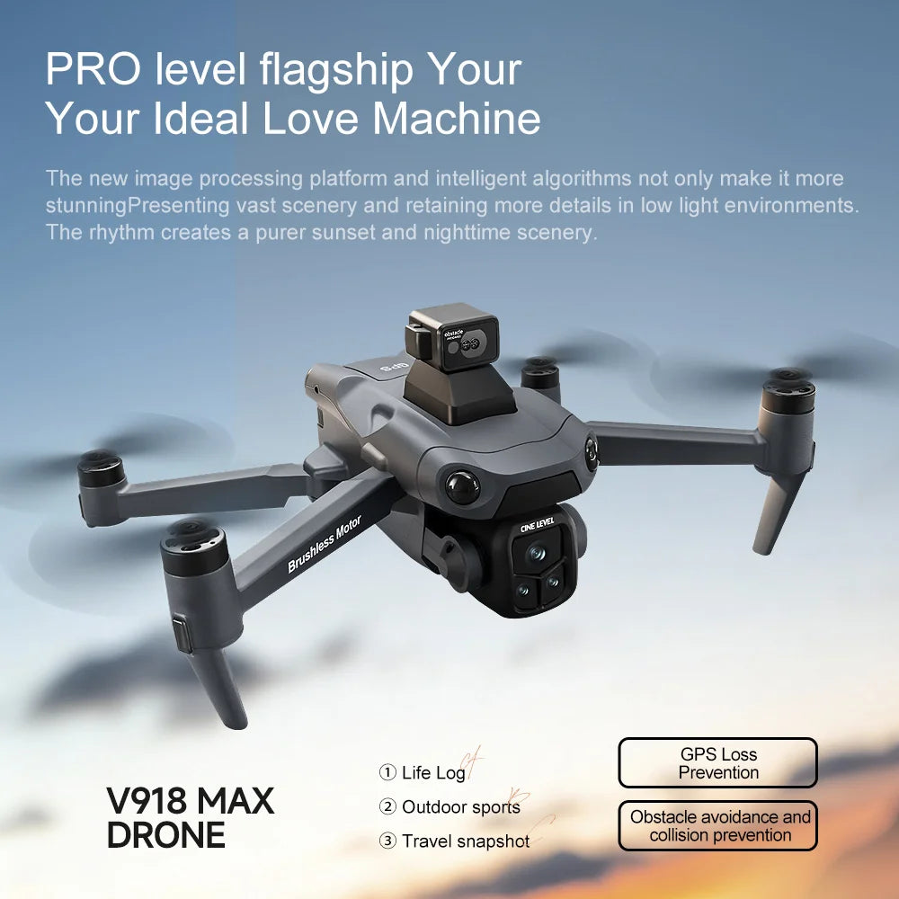 Lenovo V918 MAX GPS Drone 360° Laser obstacle avoidance 8K Professional Camera 3 Batteries WIFI Brushless RC Dron Quadcopter