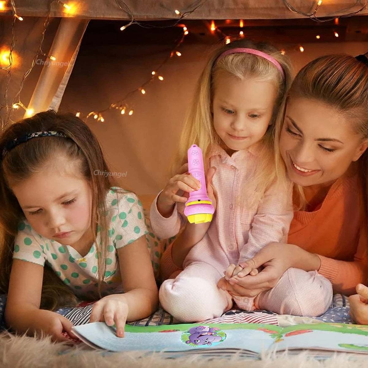 Kids Projector Torch with 10 Slides 80 Patterns Early Learning Toy Night Light Story Machine Gift for Toddler Boys Girls