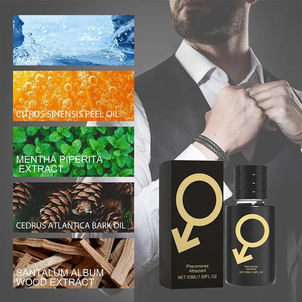 Portable Men's Attraction Fragrance Spray, Long Lasting Attractiveness , Rich Complex Layers, Boost Dating Success Body Spray