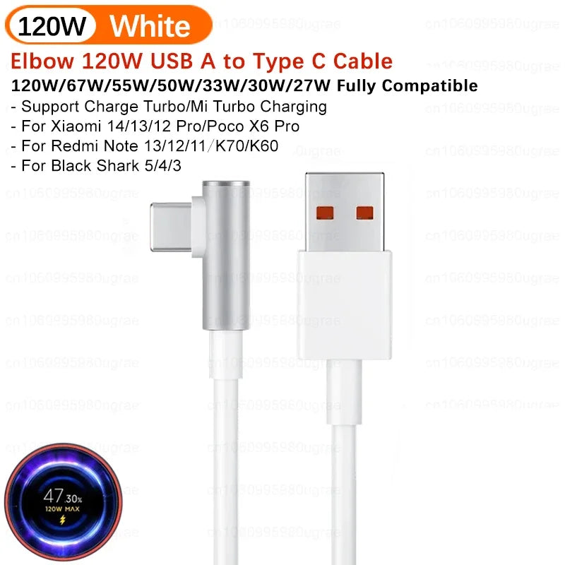 Original Xiaomi 120W USB Type C Cable Tipo 6A 67W Turbo Fast Charging For Mi 17 Pro Max 15 14 Ultra 13 Pro Redmi Note 15 Poco X6
