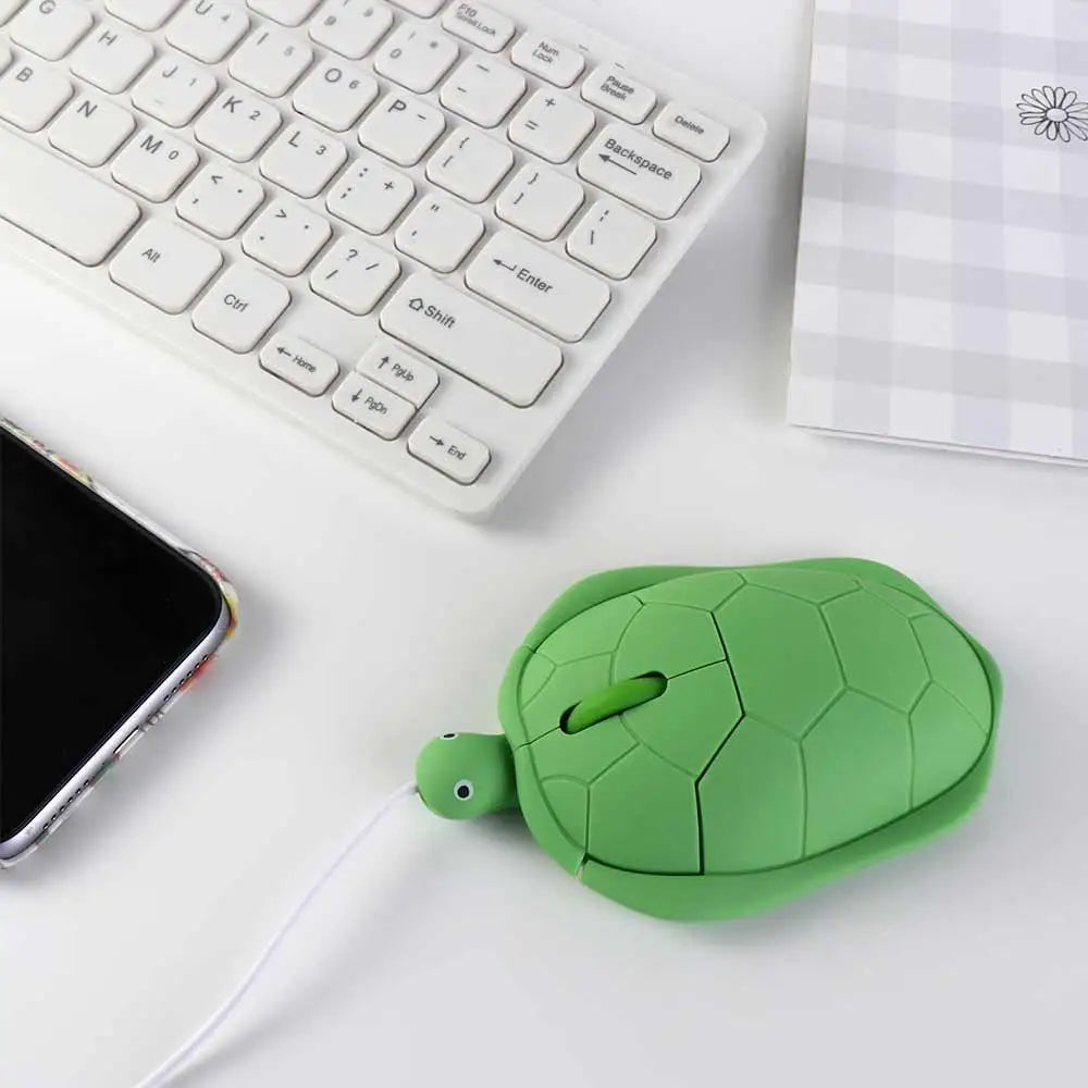 1200DPI Green Turtle Wired Mouse Green Turtle Shape 3.6 Feet Cable Turtle Wired Mouse Cute Creative Green Turtle Shape Mice