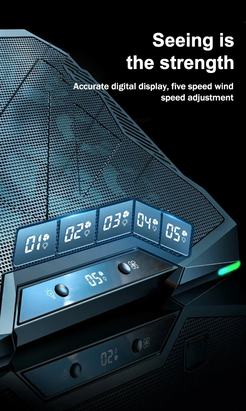 D11 Mute Gaming Laptop Cooler Base with RGB Foldable Adjustable Heat Dissipation Stand Support 12-18'' Notebook Cooling Bracket