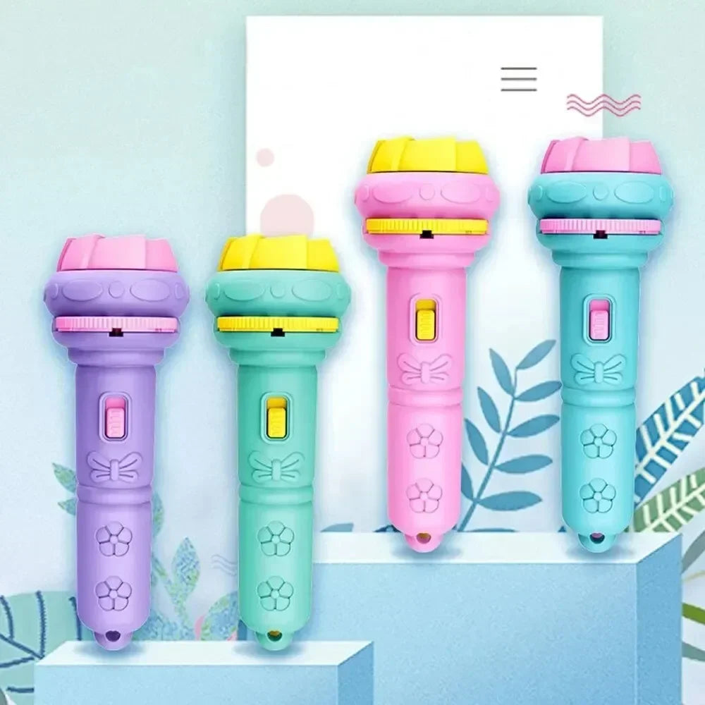 Kids Projector Torch with 10 Slides 80 Patterns Early Learning Toy Night Light Story Machine Gift for Toddler Boys Girls
