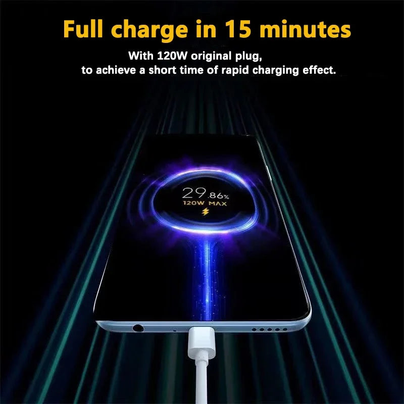 Original Xiaomi 120W USB Type C Cable Tipo 6A 67W Turbo Fast Charging For Mi 17 Pro Max 15 14 Ultra 13 Pro Redmi Note 15 Poco X6