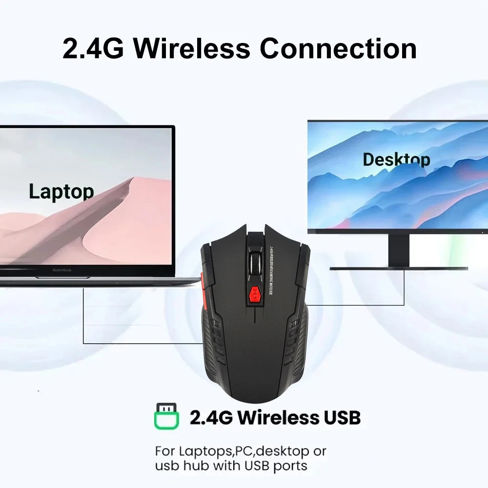 2.4G 6 Buttons Gamer Office Ergonomic Mouse Wireless Mouse USB Receiver Portable Mini Wireless Mouse For PC Laptop Computers