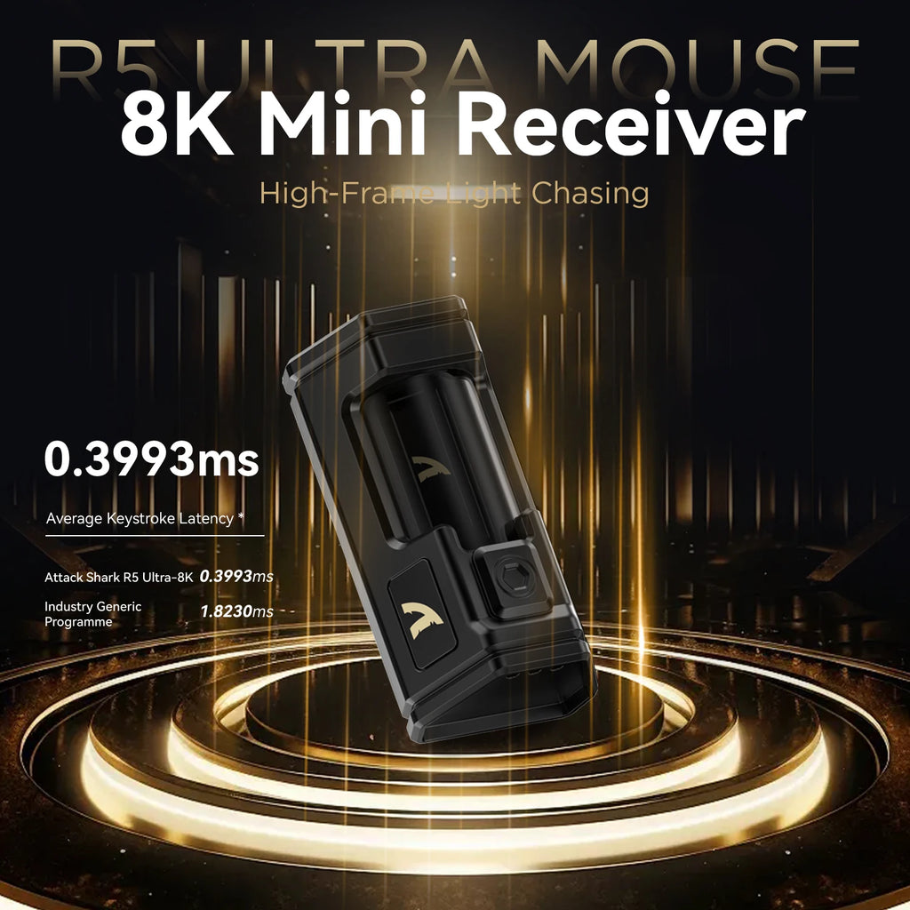 ATTACK SHARK R5 ULTRA Wireless Gaming Mouse - 8K Polling,PAW3950MAX Sensor,42,000 DPI,Carbon Fiber Ultra-Light for Pro Esport