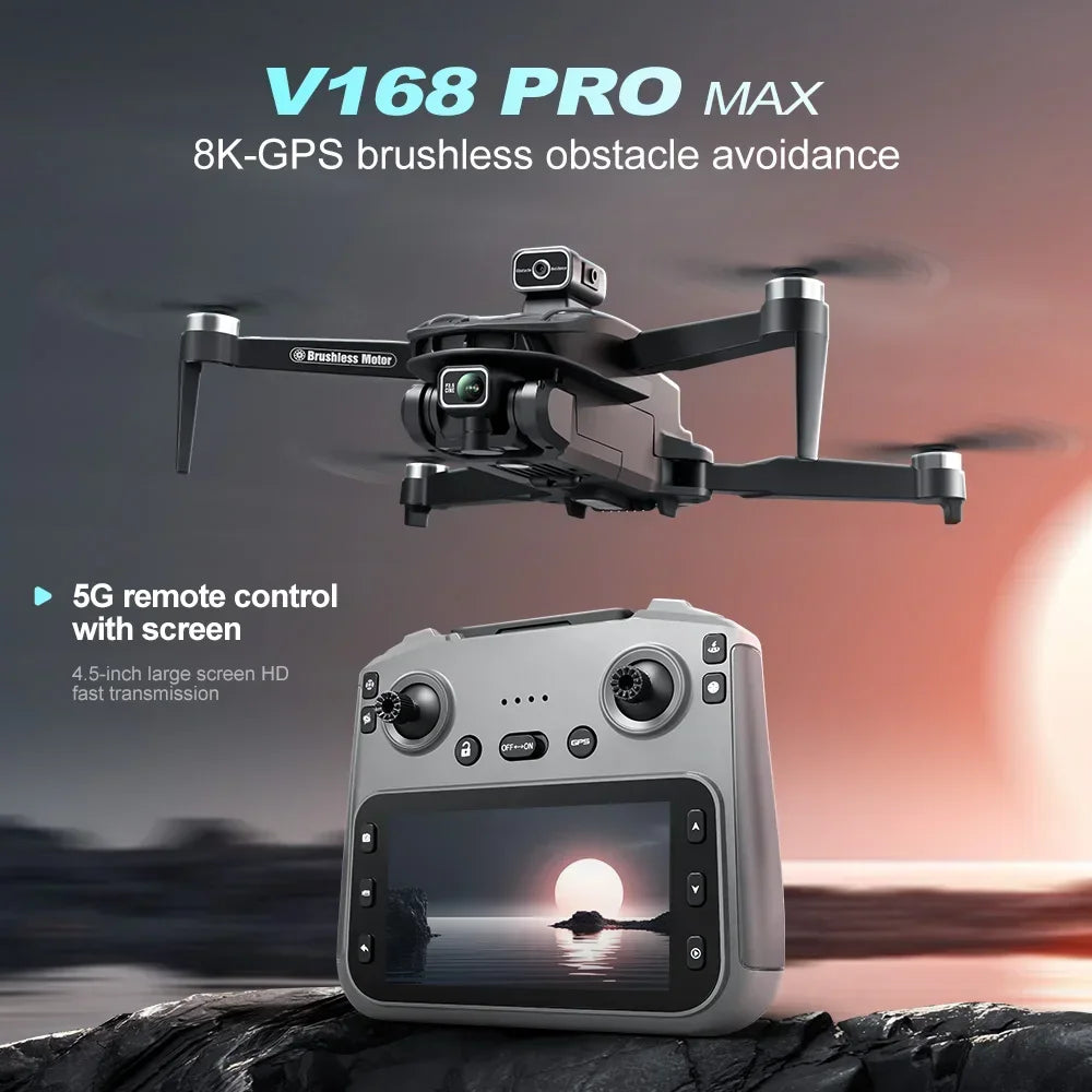 Lenovo V168 MAX GPS 4K Drone Professional Three Camera 8K Wide Angle Optical Localization Four-way Obstacle Avoidance Quadcopter