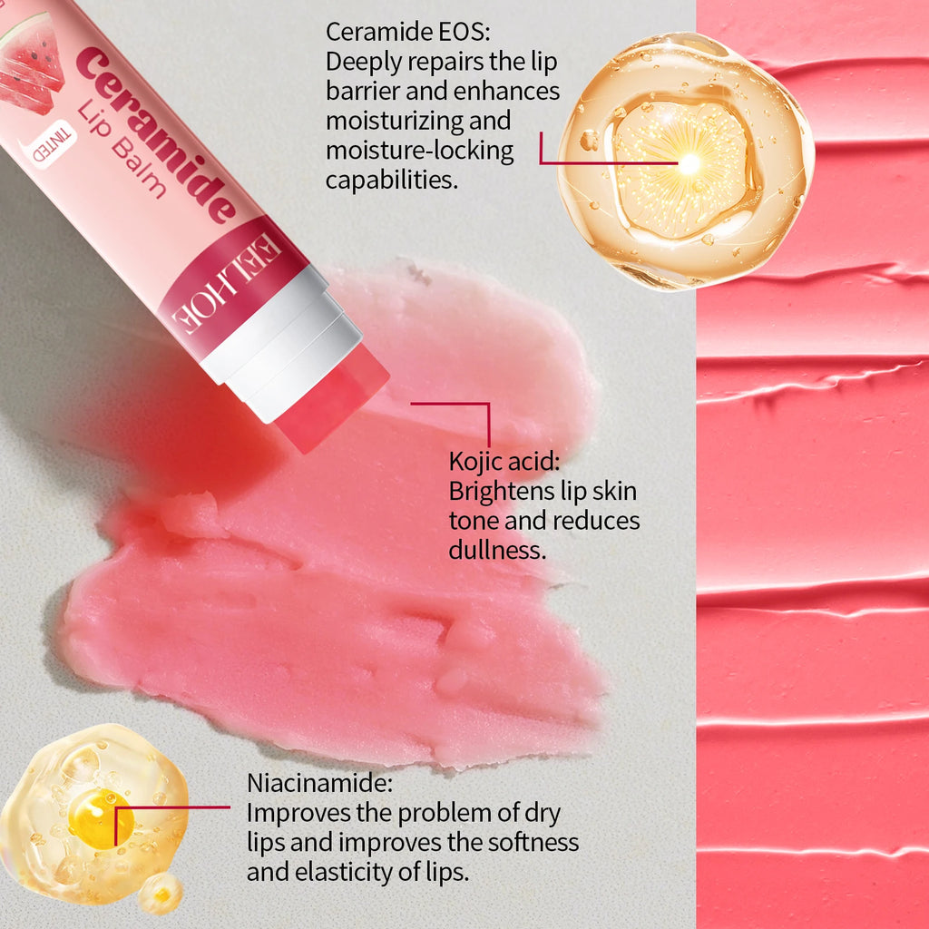 EELHOE Ceramide Lip Balm Stick for Dry Chapped Lips Hydrating Plumping Effect Moisturizing Soothing Nourishing Lip Care Glossy