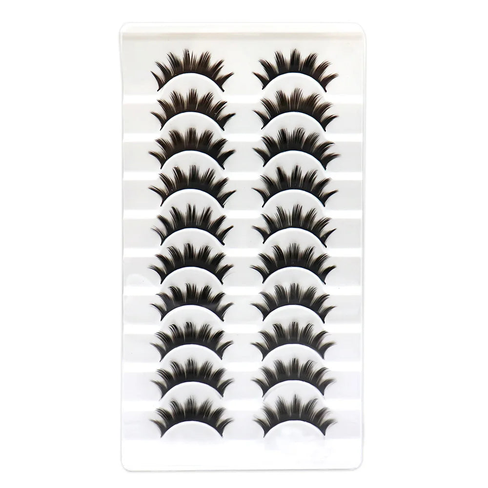 10 Pairs New Cosplay Air False Eyelashes Natural Thin Band Eyelashes Japanese Simulation Lashes Extension Makeup Big Devil