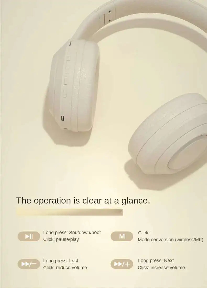 9D Surround Bass Headsets Wireless Bluetooth 5.3 Headphones Over Ear Noise Reduction Sports Gaming Earphone with HD Mic Handfree