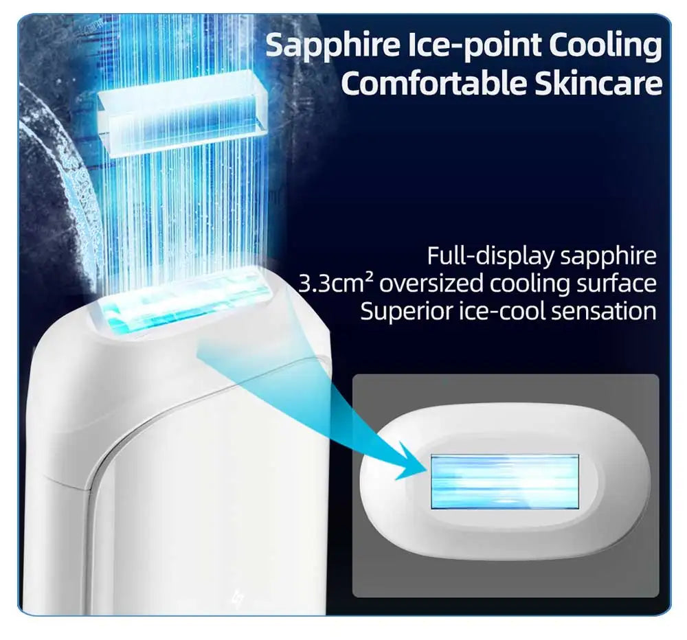 21J High Energy Sapphire Ice Cooling IPL Hair Removal Device 600-1200nm Dual Pulse Auto Flash for Full Body Permanent Reduction