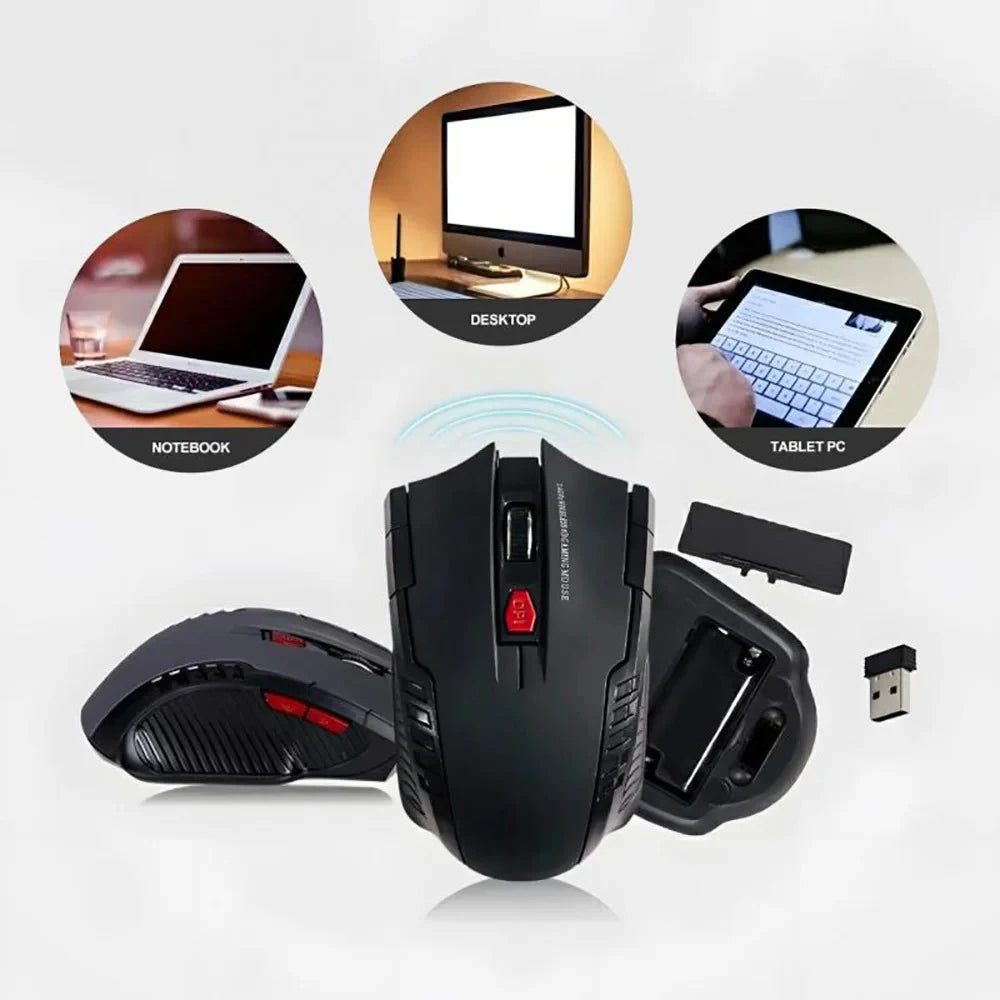 2.4G 6 Buttons Gamer Office Ergonomic Mouse Wireless Mouse USB Receiver Portable Mini Wireless Mouse For PC Laptop Computers