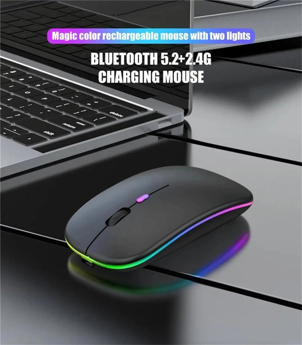 Bluetooth 2.4G USB Wireless Mouse Ergonomic Silent Gaming Mouse Portable Rechargeable RGB Backlight Mouse For Computer Laptop PC