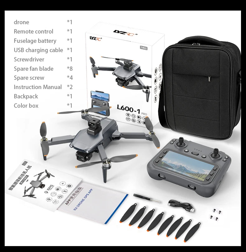 New L600 Pro MAX 4K Professional Drone With 8K HD Camera 3-Axis Gimbal GPS Dron Obstacle Avoidance 5G WIFI FPV RC Quadcopter Toy